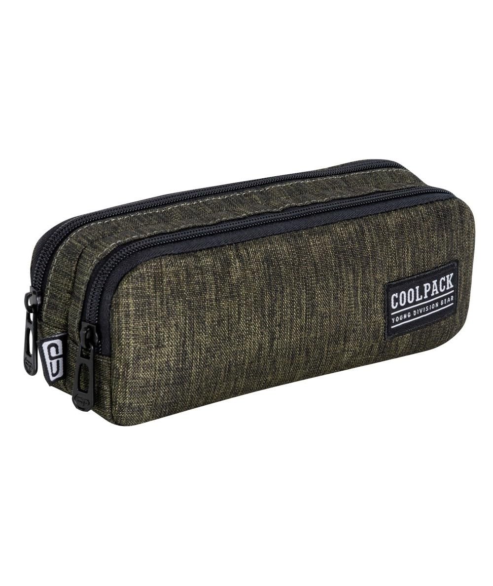 CoolPack C69162/E, Clio Snow Olive Green School Pencil Case, Multi-Colour, Multi-coloured, Height: 8 cm, Depth: 5 cm, Width: 22 cm