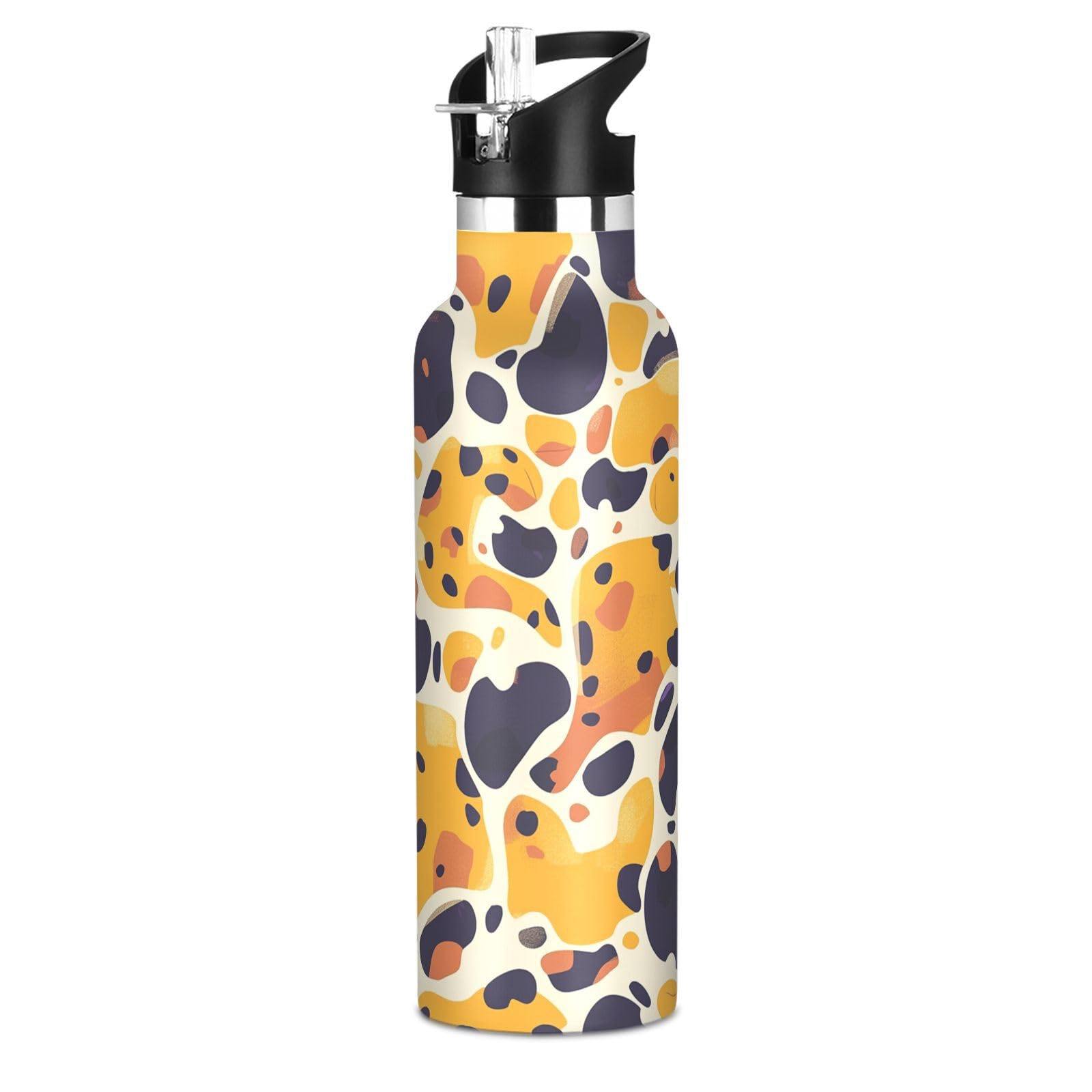Kaaviyo Boys Pattern Leopard Spots Abstract Artistic Water Bottle Stainless Steel Jug Insulated Vacuum Cup For Girls(600Ml)