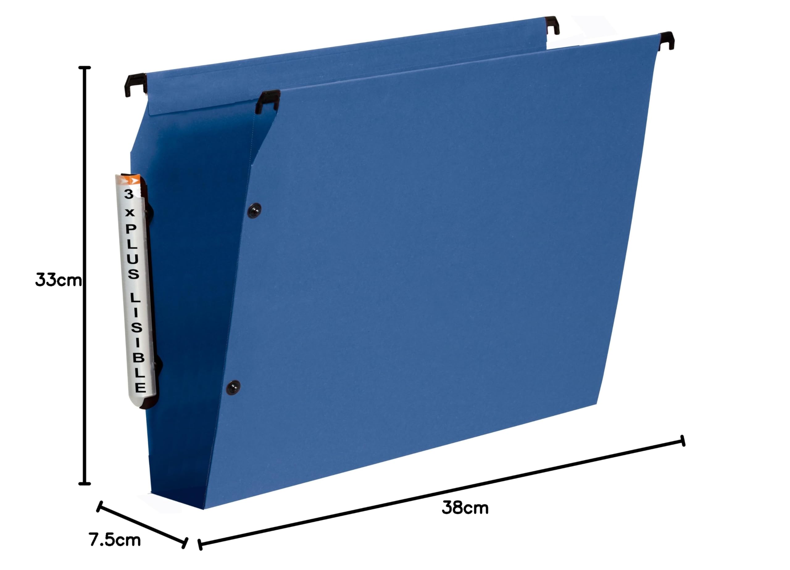 Esselte LMG VisioPlus 623261 - Schienale sospeso laterale, fondo 50 mm, PP, confezione da 10, linguette incluse, colore: Blu