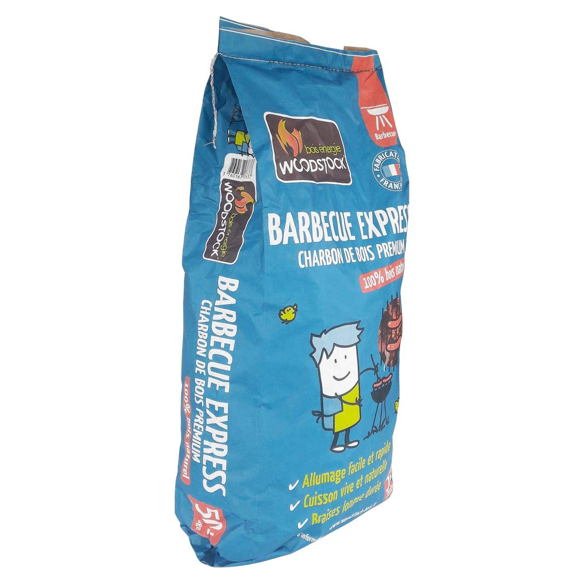 Charbon de bois 50 L sac grand format pour cuisson barbecue outdoor