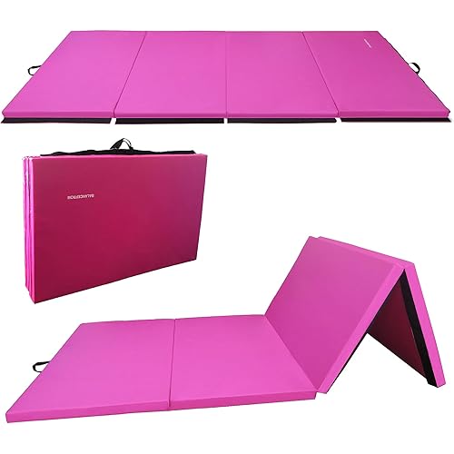 All Purpose 4'x8'x2" Extra Thick High Density Anti Tear Gymnastics Gym Folding Exercise Aerobics Mats, Multiple Colors Available