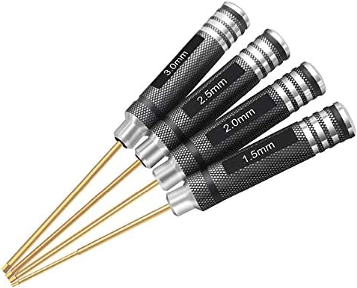 HRB 4-Piece Hex Screwdriver Set 1.5 mm 2.0 mm 2.5 mm 3.0 mm Titanium Hex Screwdriver Tool Kit for Multi-Axis FPV Racing Drone RC Quadcopter Helicopter Car Models