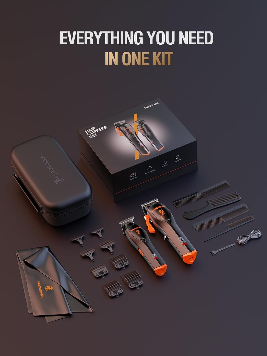 Professional Hair Clippers for Men, 9000 RPM with DLC Self-Sharped Blade, No Pulling or Snagging, Cordless Hair Cutting Clippers Kit, Electric Beard Trimmer, Barber Clippers Fades Set - Image 9