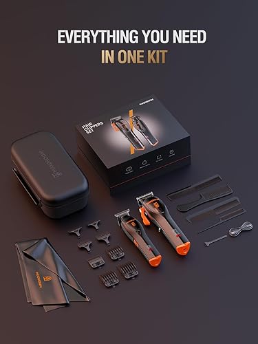 Miniatura 8 de Cortadora de pelo profesional para hombres, motor magnético de 9000 RPM, cuchillas DLC inalámbricas, recortadora de barba, kit de corte de pelo,