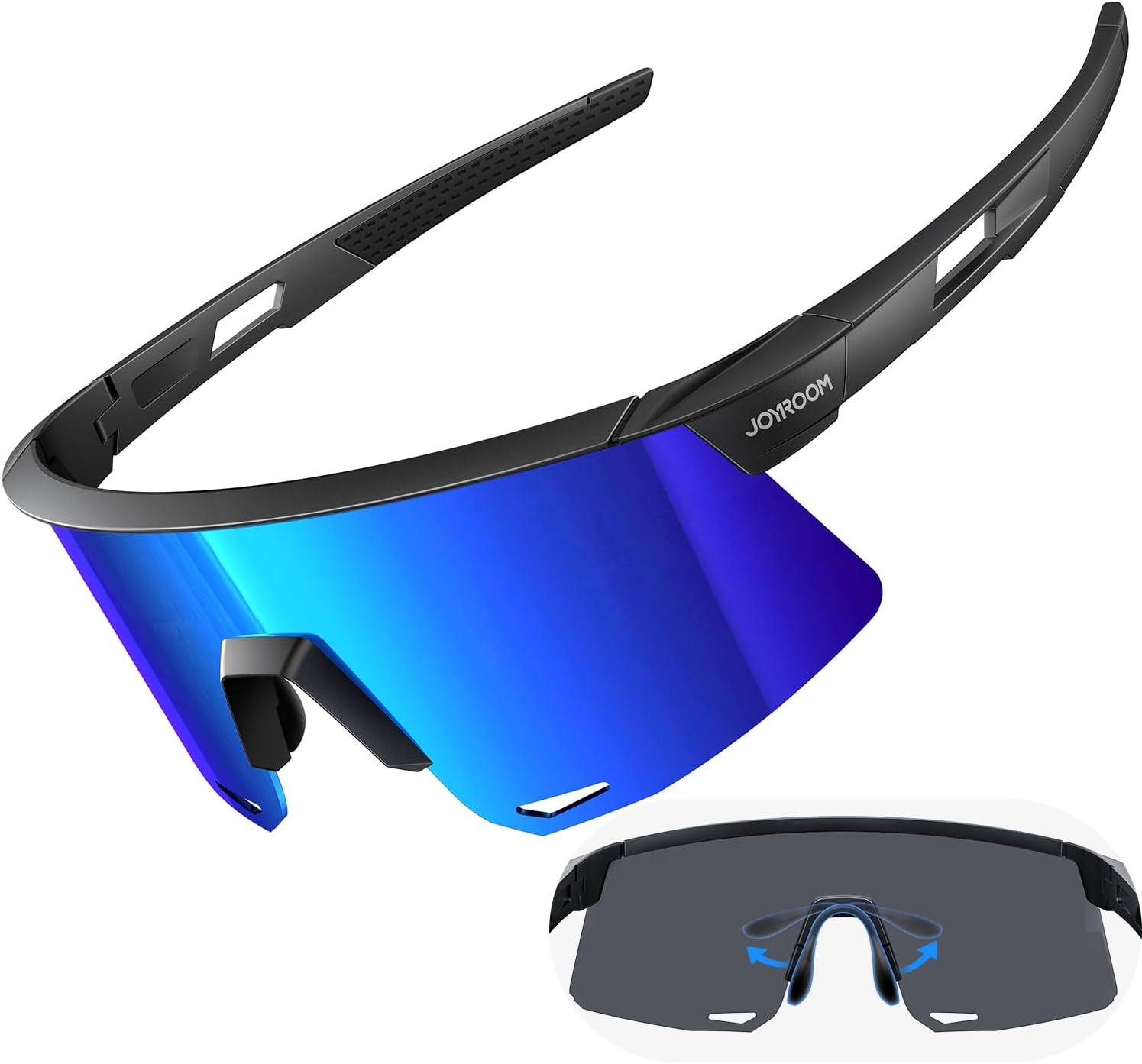 Polarized Sunglasses for Men and Women, UV400 Protection, Anti-Fog Vents, Adjustable Nose Pads, for Sports, Running, Cycling, Baseball, Outdoor Activities