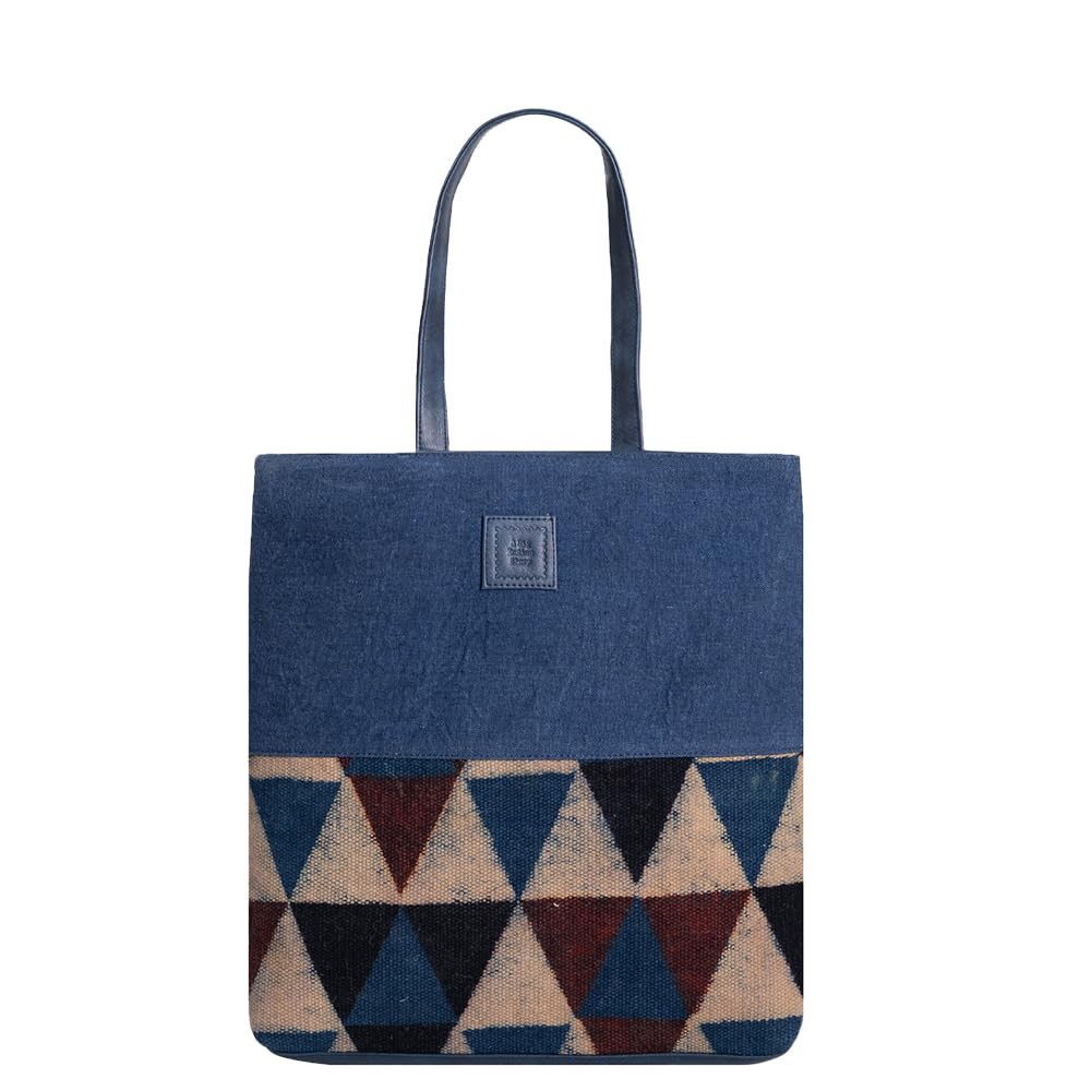 A Big Indian Story Canvas Tote Bag for Women office use, Stylish Ajrakh Hand Block Print Black Color, Vegan Leather Handles, Shoulder tote bags for women college aesthetic, Carry large Laptop (B0CY8KGW47) Amazon Price History, Amazon Price Tracker