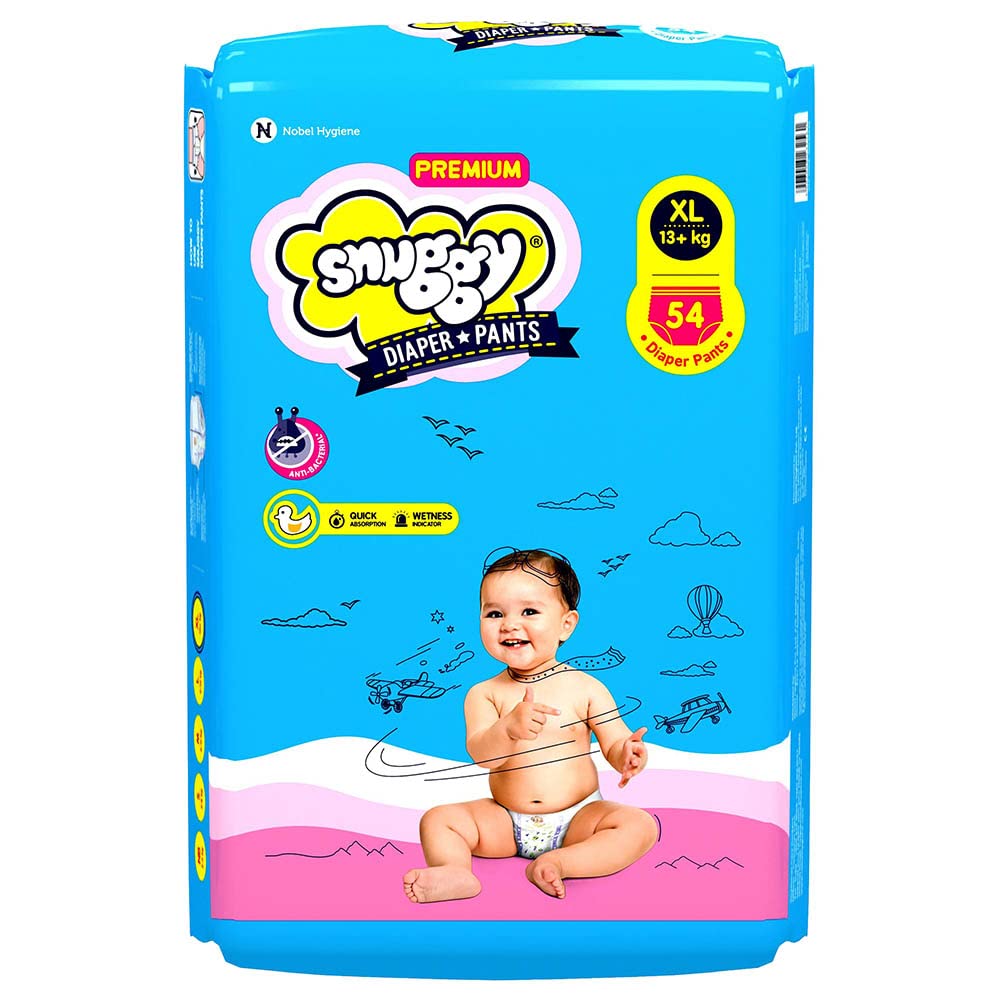 SNUGGY Baby Premium Diaper Pants Extra Large 54 Count (Pack of 2), 13-17 kgs, Rapid Absorption, Anti - Bacterial