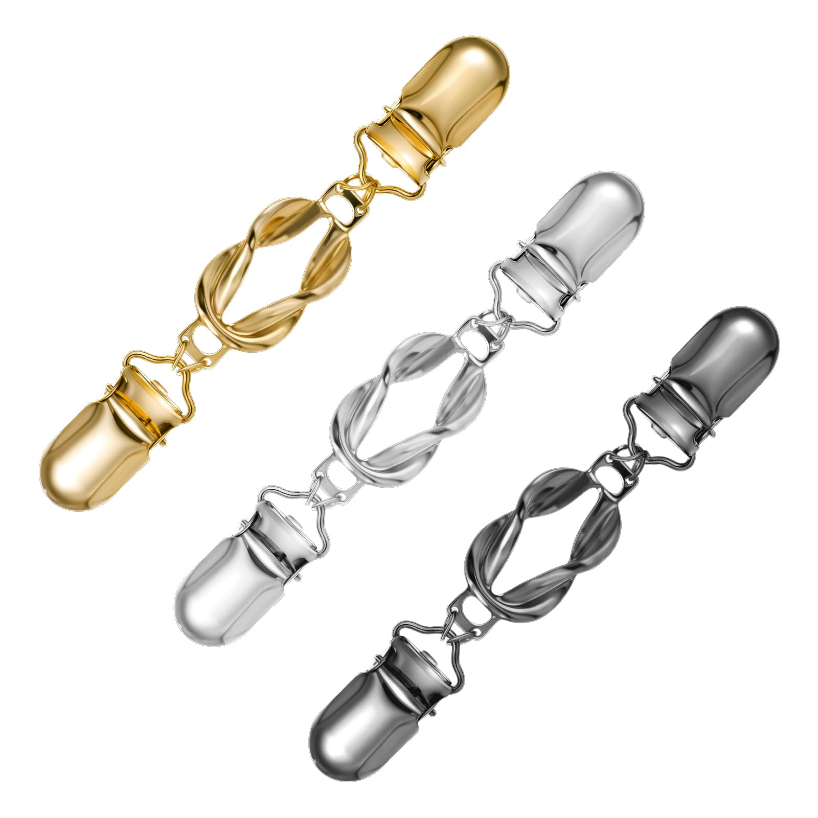 4 stuks parel-klemclip, gouden tailleclip, 4 stijlen, vestclip, kledingclip, vintage pulloverclip, elegante gebreide jasclips voor dames, voor omschouder, sjaals, gebreide jassen, jassen