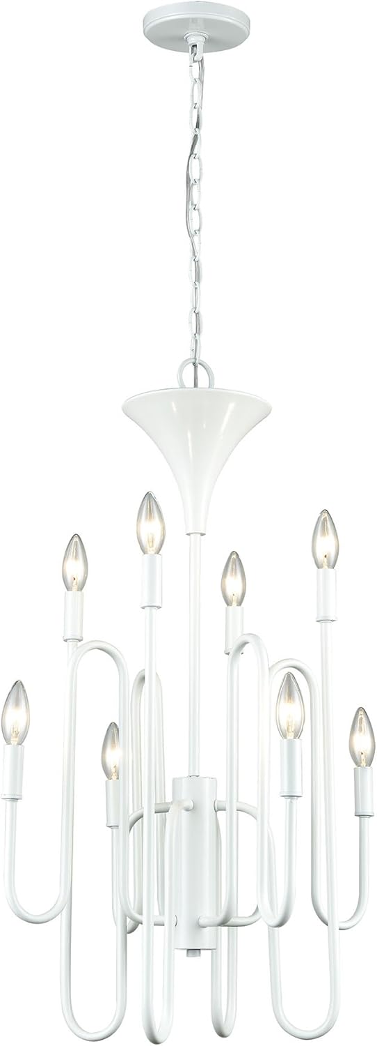 Elk Home Decatur 8-Light Chandelier-Matte White, 19" W x 19" D x 33" H, Ceiling Light, Room Decor, Home Decor, 81296/8