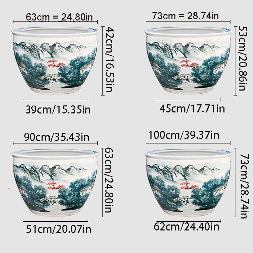 Fish Tabk Aquarium Fish Tank Ceramic Gold Fish Tank Living Room Office Feng Shui Fish Bowl Courtyard Large Fish Culture Tank Cool Fish Tank, A-100CM