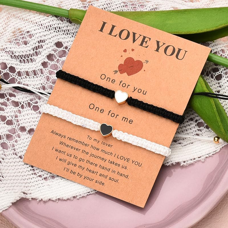 Sisadodo I Love You Bracelet for Couple Valentines Gifts for Husband Wife Heart Braided Bracelets Couple Anniversary Birthday Gift - Image 5