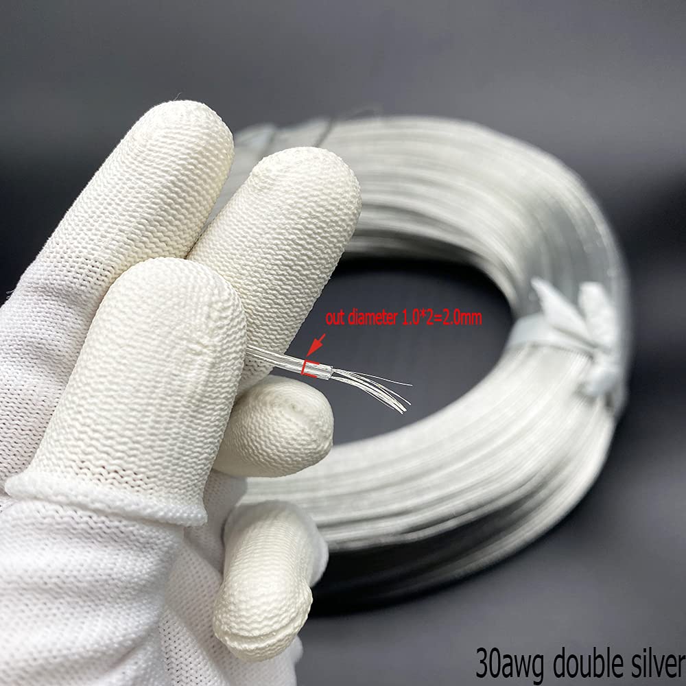 Cable de araña plateado de 2 núcleos, alambre paralelo transparente, soporte de lámpara LED eléctrico plano, Cable de araña suave de 30awg(Double silver)
