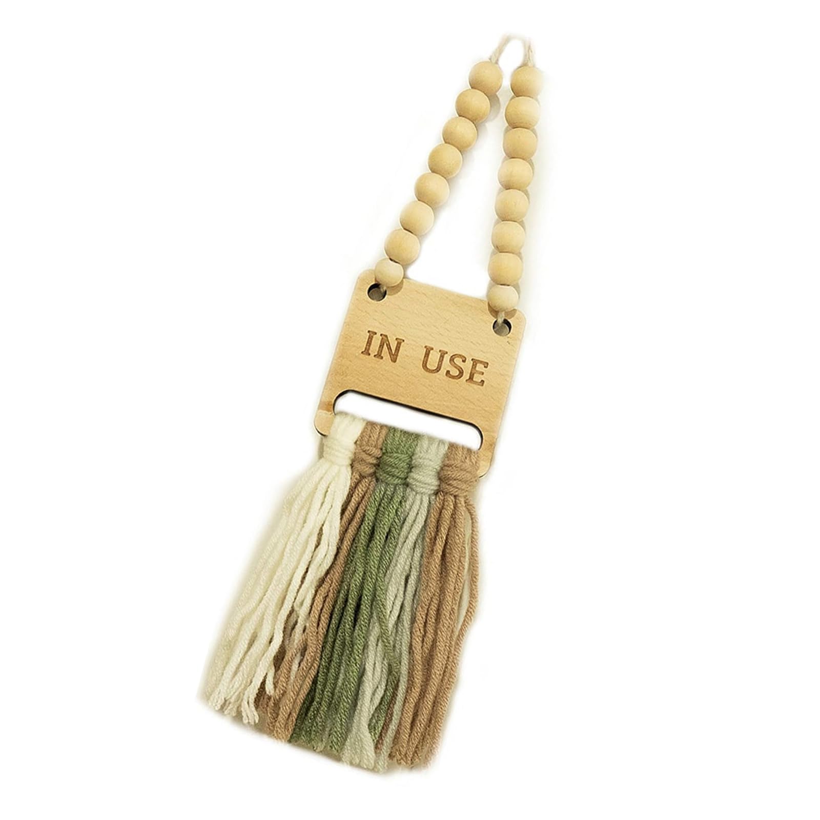 Multipurpose Wood Door Display with Cotton Tassels Occupancy Indication for Conference Room Restroom Home Decorative Sign