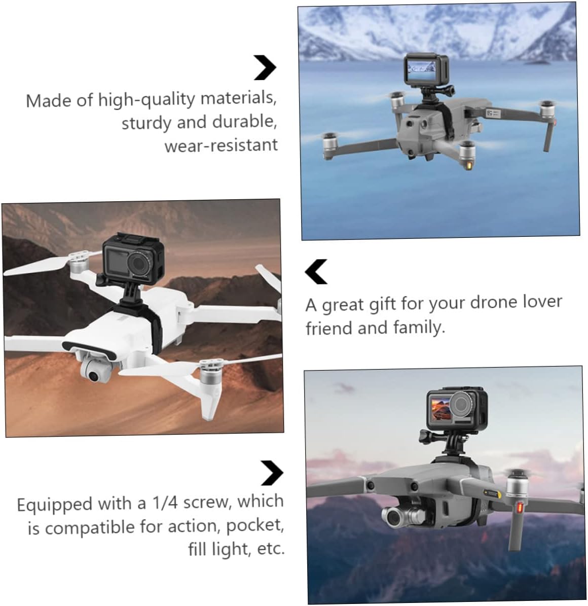 Camera Mount Bracket for Drones Drone Camera Stabilizer with Slip Pad Compatible with Mini Pro Air Easy Installation Cameras
