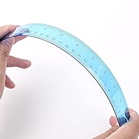 Vista 5 de Regla recta de plástico transparente, 12 pulgadas, colores surtidos a granel, inastillable con pulgadas y centímetros para la escuela, el hogar u