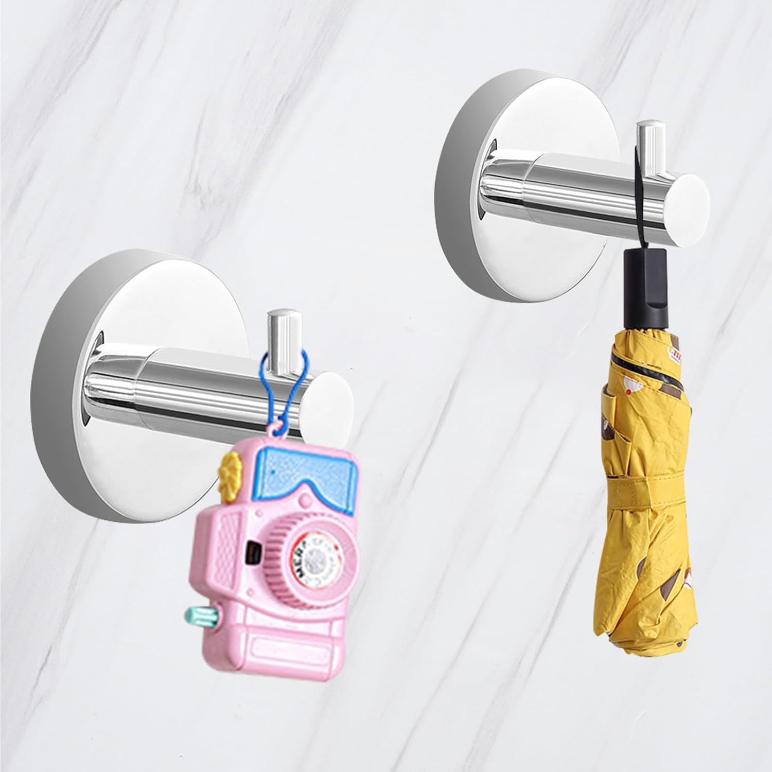 ALTPWJW Towel Hooks for Bathrooms,2 Pack Stainless Steel Door Hooks Screw in Coat Robe Hook(Chrome) - Image 3