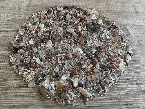 Image of GAF TREASURES 2 oz Lot Natural Semi Tumbled Gemstone Chips, Crushed Mini Crystals, Undrilled Crystal Chips (Rutilated Quartz Mixed)