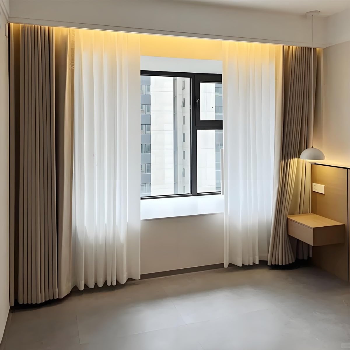 Doppelläufiges Vorhangschienen-Set – Aluminium-Deckenhalterung für Wohnzimmer & Schlafzimmer – 2-lagiges Schiebevorhängesystem (Grau 5,20 m) für Raumteiler 2,4 m 0,8 m 1,60 m