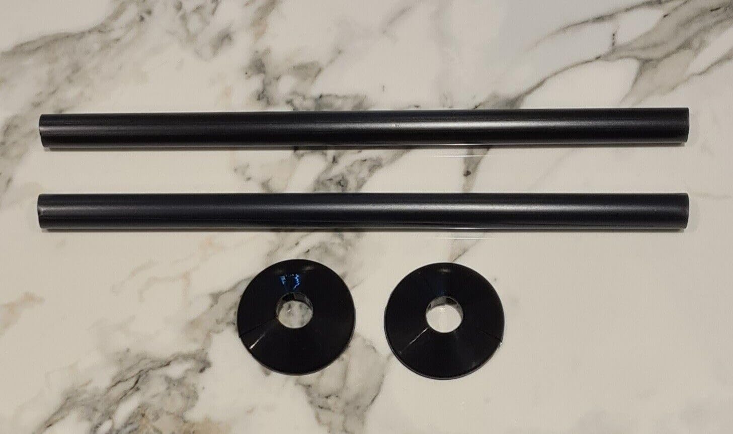 22.5 Team Controls Black Radiator Pipe Covers & Collars - Pair 15Mm Pipe Shroud 300Mm-Tc