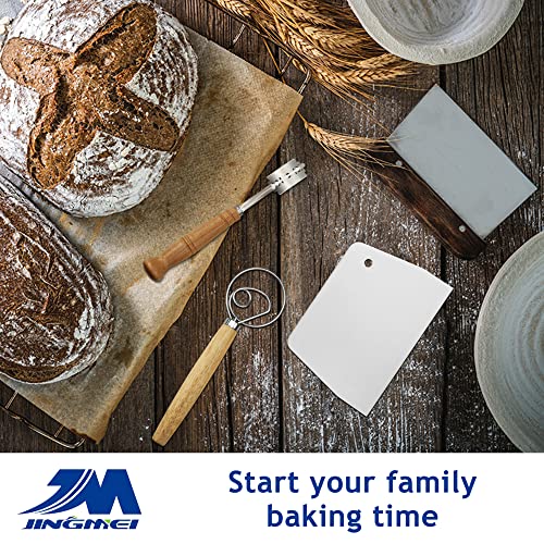 M Jingmei Banneton Proofing Basket 8" Oval Banneton Brotform For Bread And Dough [Free Brush] Proofing Rising Rattan Bowl + Free Liner (500G Dough) #TOP4