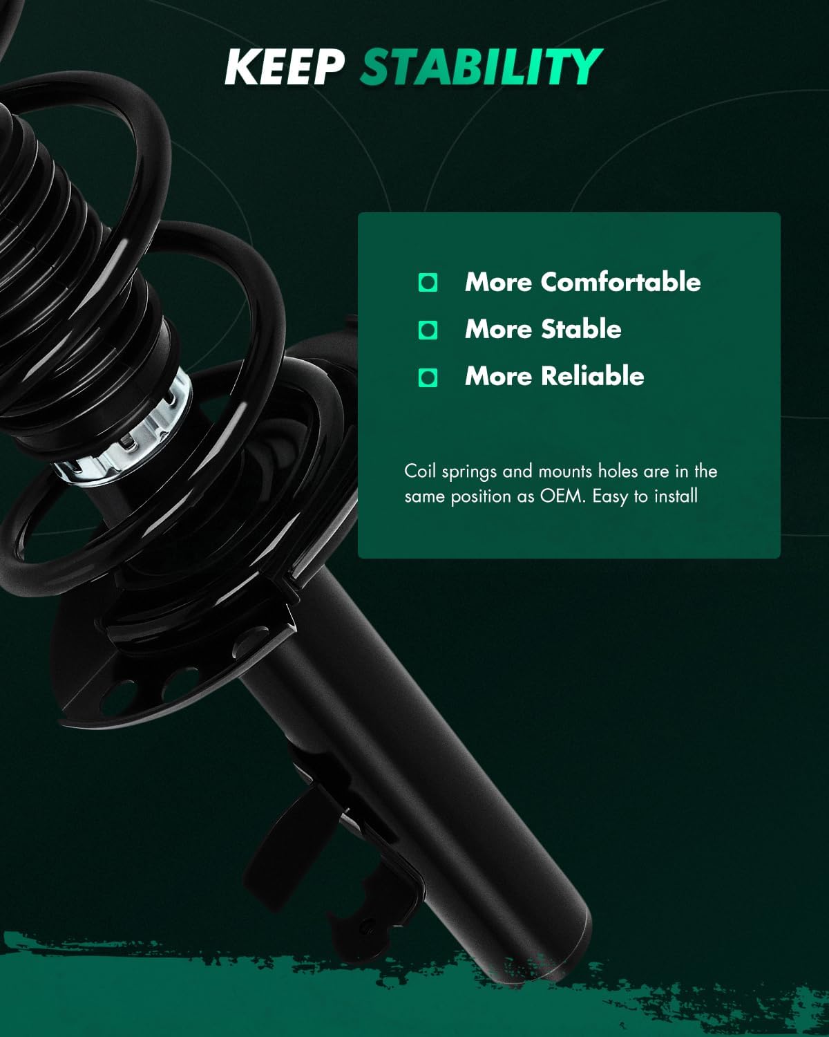 SCITOO Front Complete Struts Assembly Shock Absorber for Ford Focus 2013-2018 Automotive Replacement Struts 172908 172907 - Set of 2