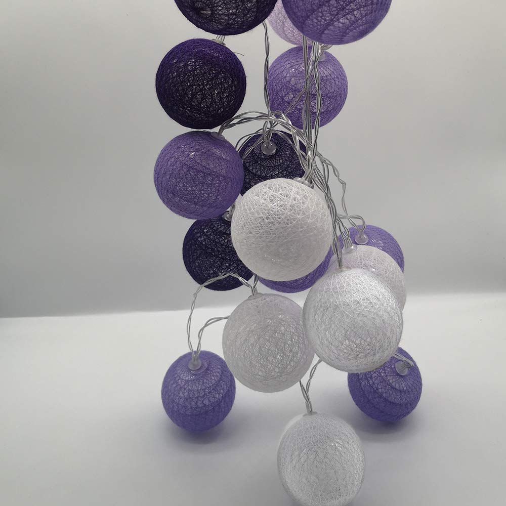 DOTBUY-SHOP Gradient LED Cotton Ball String Lights Xmas Fairy Lights Christmas Decoration Battery Operated for Indoor outdoor New Year Holiday Wedding Party Bed Decor Garlands (Purple,3M/20LED)