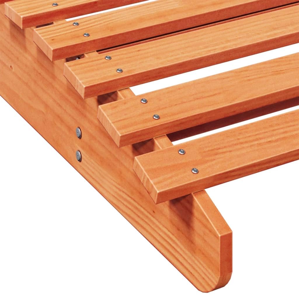 Lettino prendisole marrone cerato in legno di pino massiccio, 205 x 80 x 31,5 cm, sdraio da giardino pieghevole con ruote, per terrazza, balcone, piscina, spiaggia, campeggio, benessere, relax