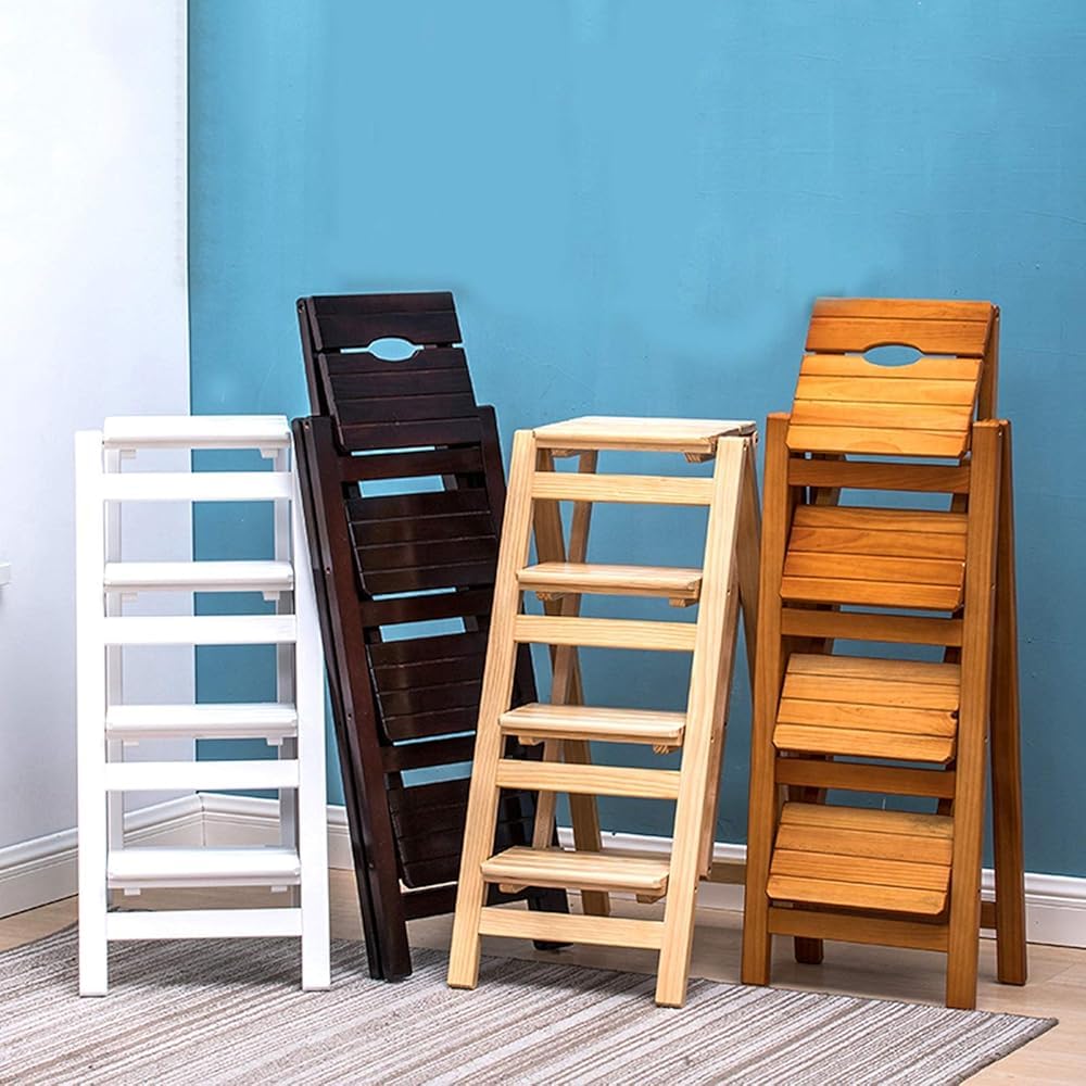Escabeau pliable en bois massif – Escabeau portable multifonction pour la maison, le bureau et le jardin