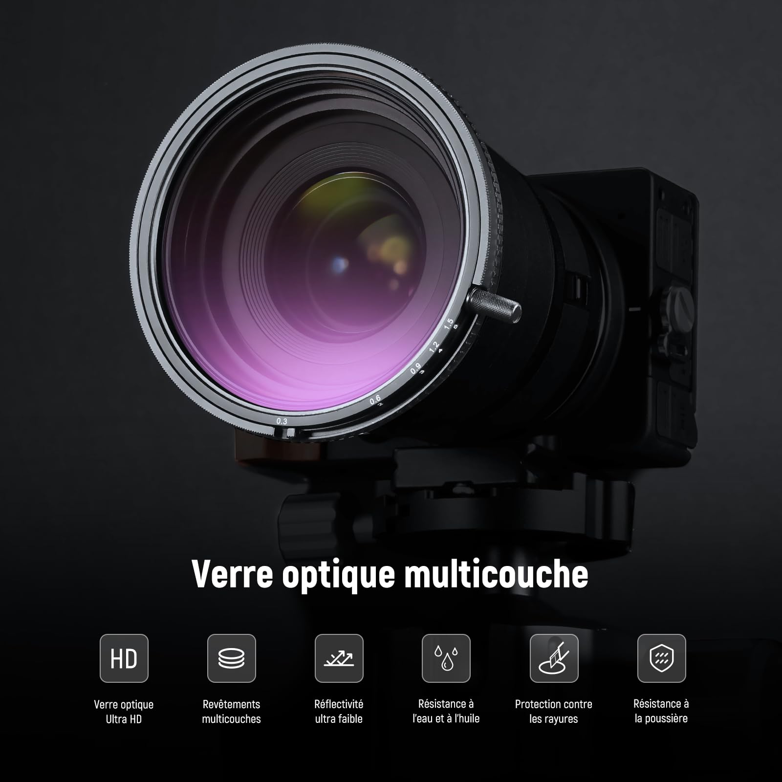 NEEWER 62mm True Colors Filtre ND2-ND32 et CPL Variable 2 en 1, Densité Neutre Réglable, Filtre Polarisant Circulaire, Verre Optique HD Multicouche/Cadre en Aluminium/Hydrofuge/Résistant aux Rayures