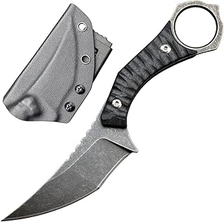 Gtk152 Fixed Blade Knife, D2 Steel Blade G10 Handle EDC Tool Knives with Kydex Sheath, Cool Strong Sharp Fixed Knife for Outdoor Camping Hunting(Black) - Gtkii