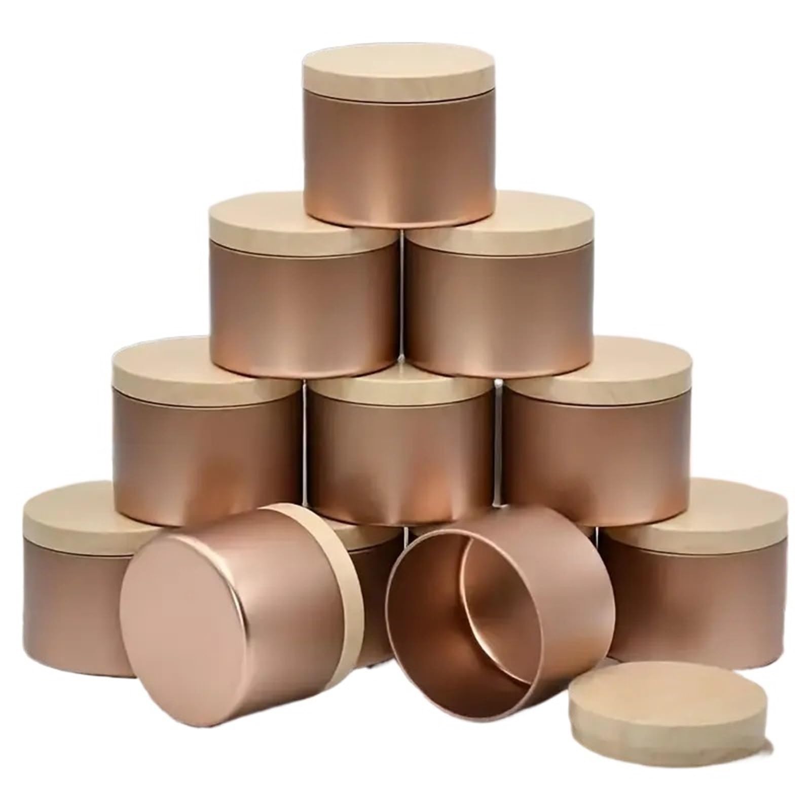 WJLYDM Barattoli for candele con coperchi in ferro effetto legno, confezione da 24, cilindrici dorati rosa - Fai te, conservazione di oggetti artigianali(8oz-24-Color 01)