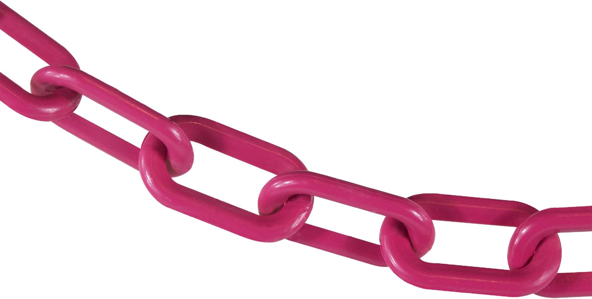 Plastic Barrier Chain, Safety Pink, 2-Inch Link Diameter, 25-Foot Length (50025-25)