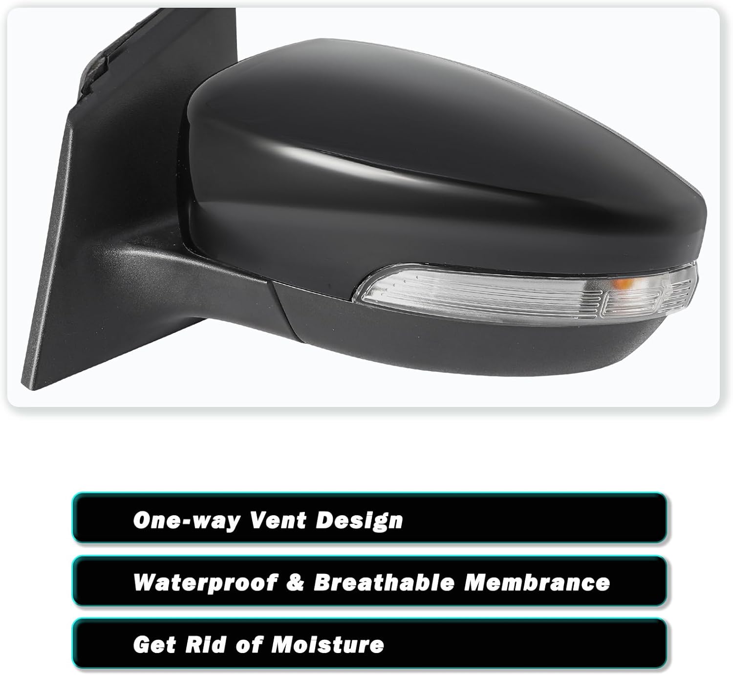 Left Driver Side Mirror Compatible With 2012 2013 2014 Ford Focus - Black Rearview Mirrors w/Turn Signal,Heated Glass,Blind Spot Mirror Power Glass, Electric Adjustment(6Pins)