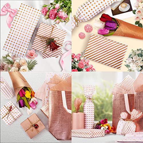 Image of Larcenciel Rose Gold Tissue Paper, 120 Sheets, Metallic Gift Wrapping Paper for Gift Bags, Packaging, Flower, Valentines, Christmas, Wedding, Birthday Party, Holiday Decor, DIY Crafts (19.7 x 13.8 In)
