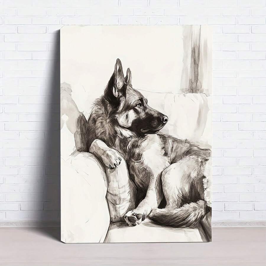 Impression d'art grand chien au style fusain avec cadre intérieur - 2