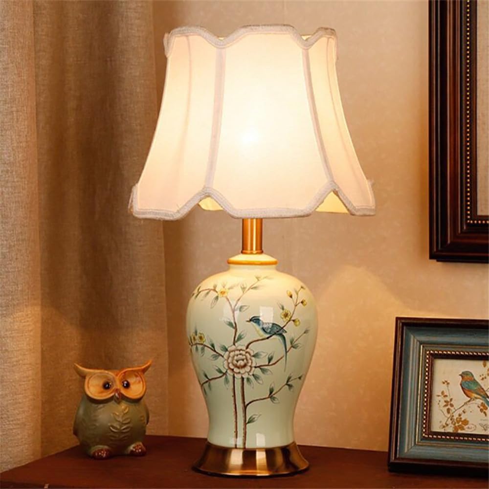 Contemporary Flowers and Birds Ceramics Table Lamp The American Village Living Room Bedroom Study Villa Hotel Bedside Desk Lamp (Style 25)