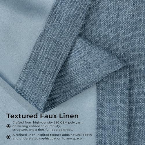 Image of HPD Half Price Drapes Grommet Linen Curtains 120 Inches Long Room Darkening Curtains for Bedroom & Living Room (1 Panel), 50W x 120L, Reverie Blue