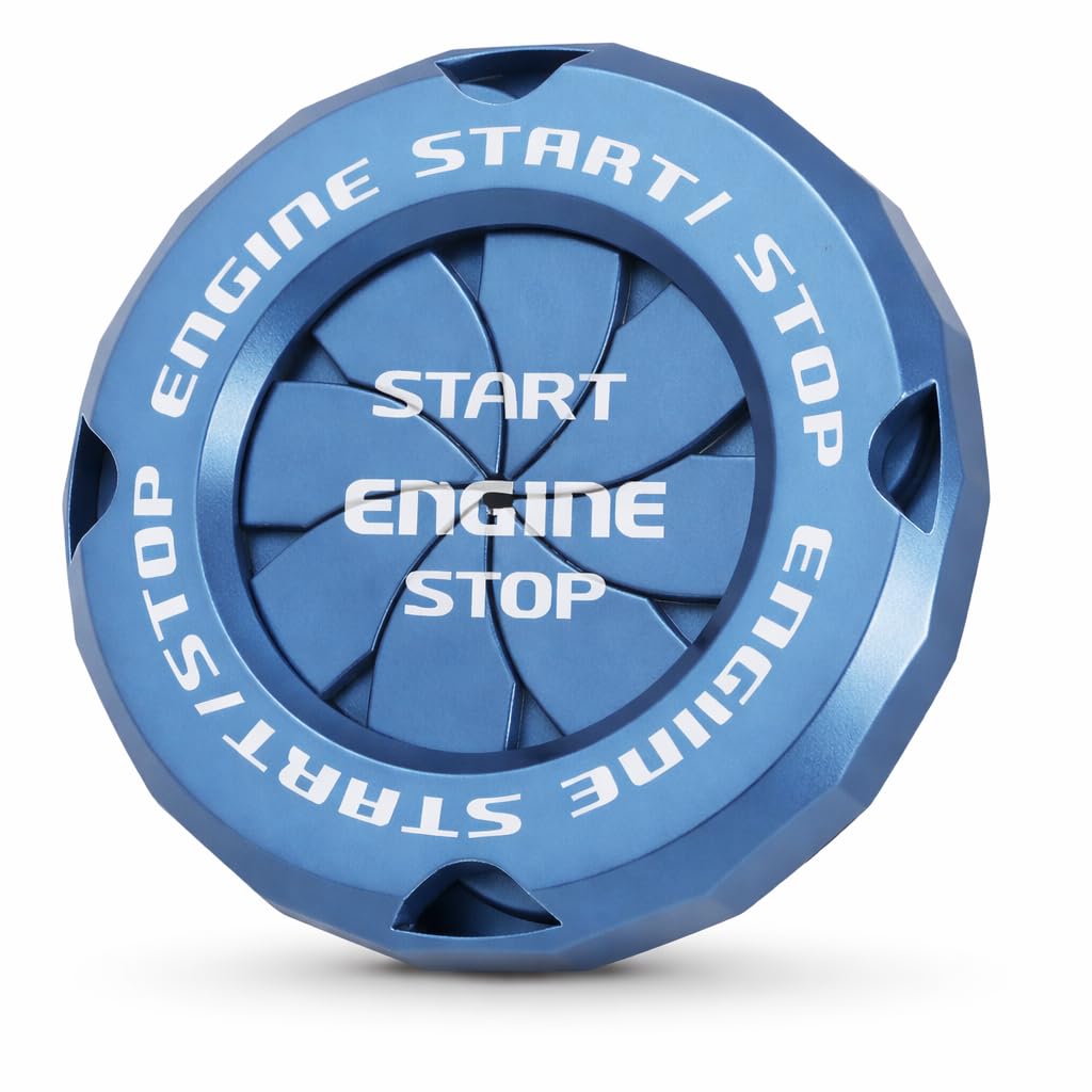sarte car engine start stop switch cover rotatable ignition button protector universal push start stop sticker anti-scratch interior decoration accessory for all cars (blue)