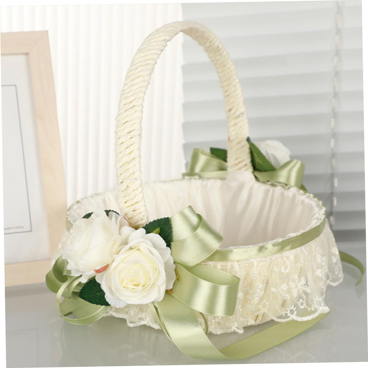 Cabilock Panier de Demoiselle D'honneur Mariages Petit Panier Rustique pour Demoiselle D'honneur Décoratif à Fleurs pour Cérémonie de Mariage