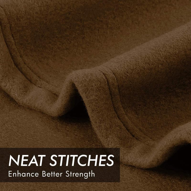 Image of 220 GSM Polar Fleece Double Bed Lightweight Plain Blanket for All Season Travel & Camping, 90x90Inch, Coffee