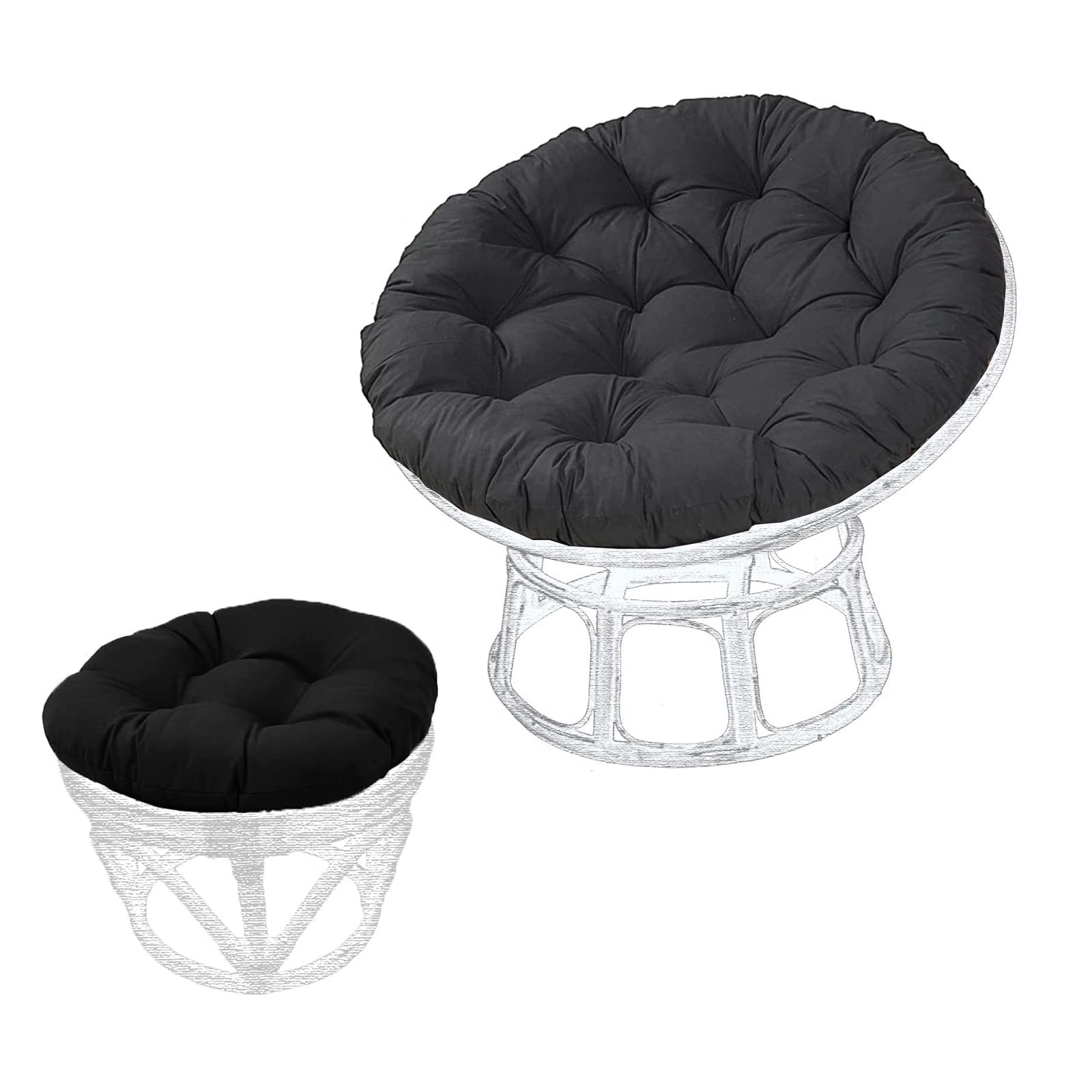 Papasan Cushion Only, Thickened Overstuffed Round Cushion 8.8lb for Papasan Chair Hanging Egg Chair (Black)