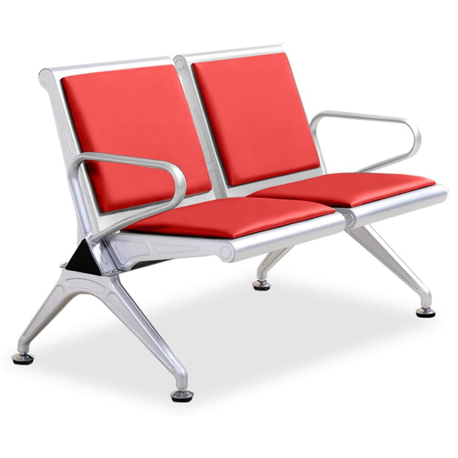 ASerZenith Polyurethane Waiting Room Chairs With Armrests - Durable Reception Bench For Banks, Hospitals, And Entryways,Rouge