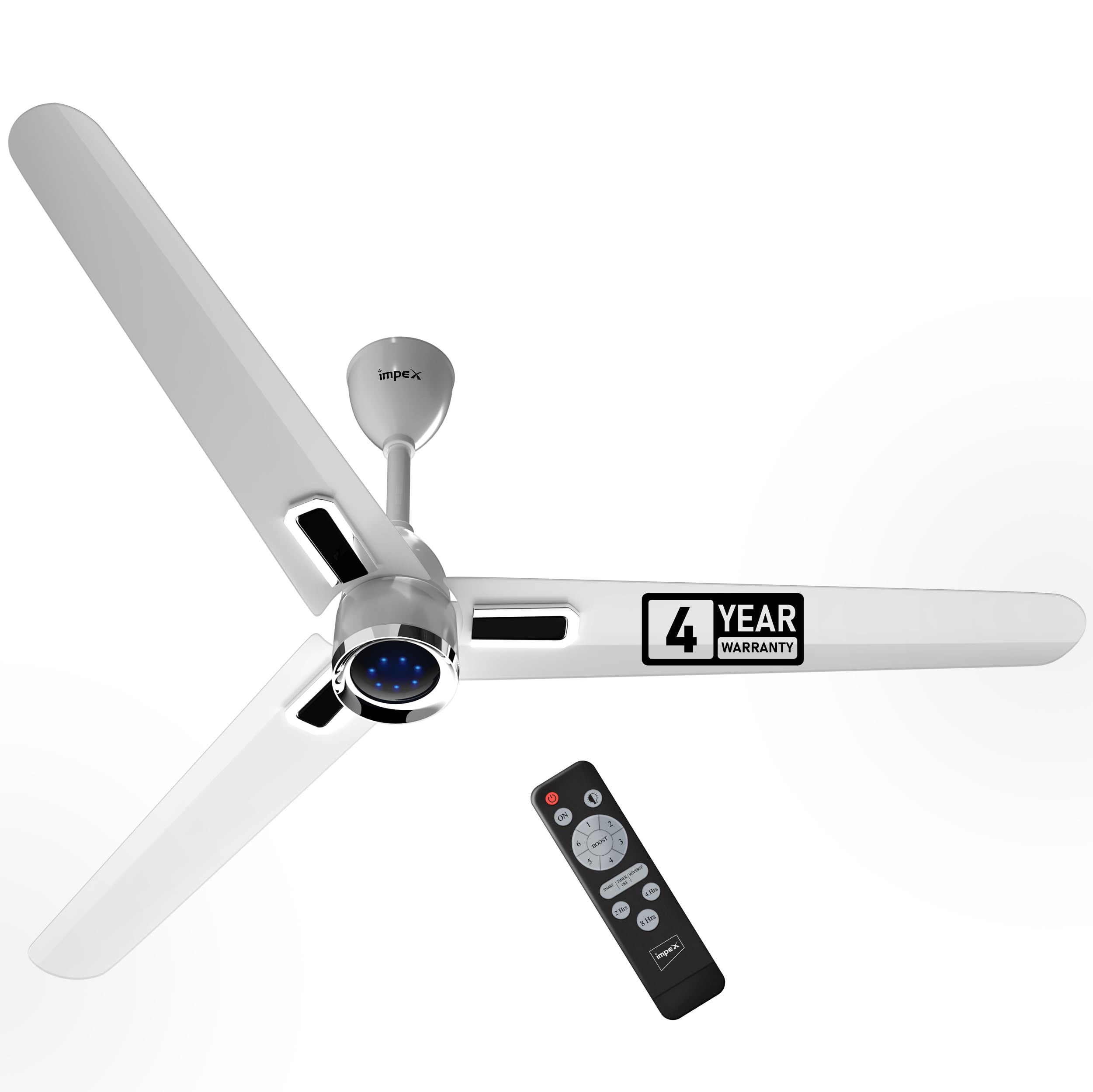 Impex 1200 mm BLDC Ceiling Fan with 7 Speed Remote Control and Timer Function | 5 star Rated Energy Efficient Ceiling Fan Up to 65% | Aluminium Body | | Atom Glow | 4 Year Warranty (White)-image-4