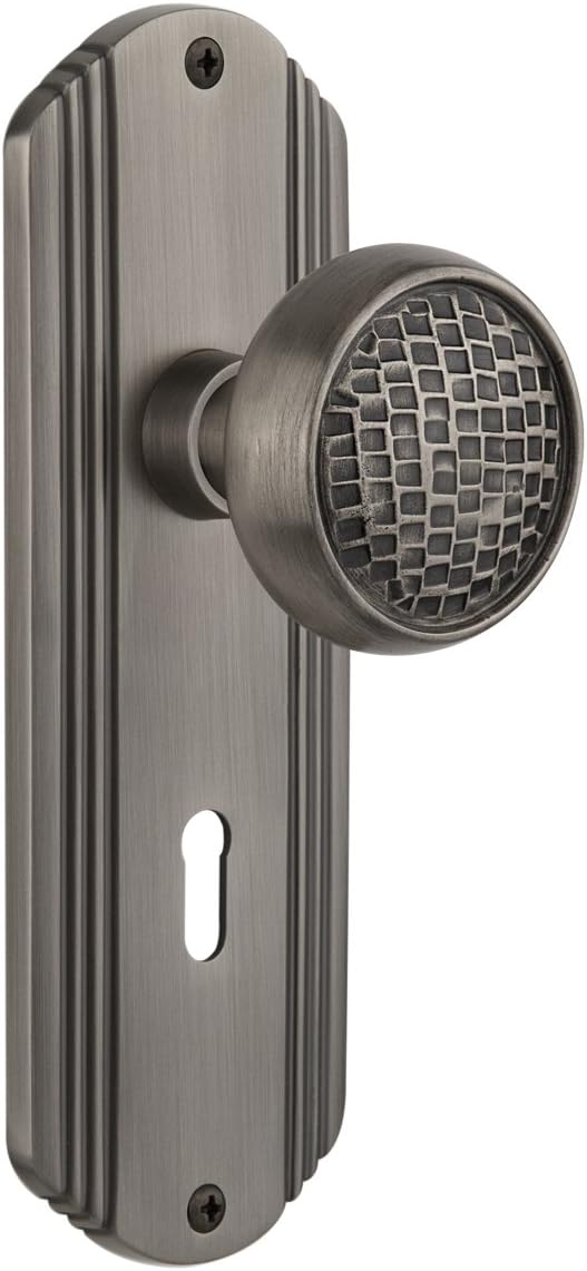 Nostalgic Warehouse Deco Plate with Keyhole Craftsman Knob, Privacy - 2.75", Satin Nickel