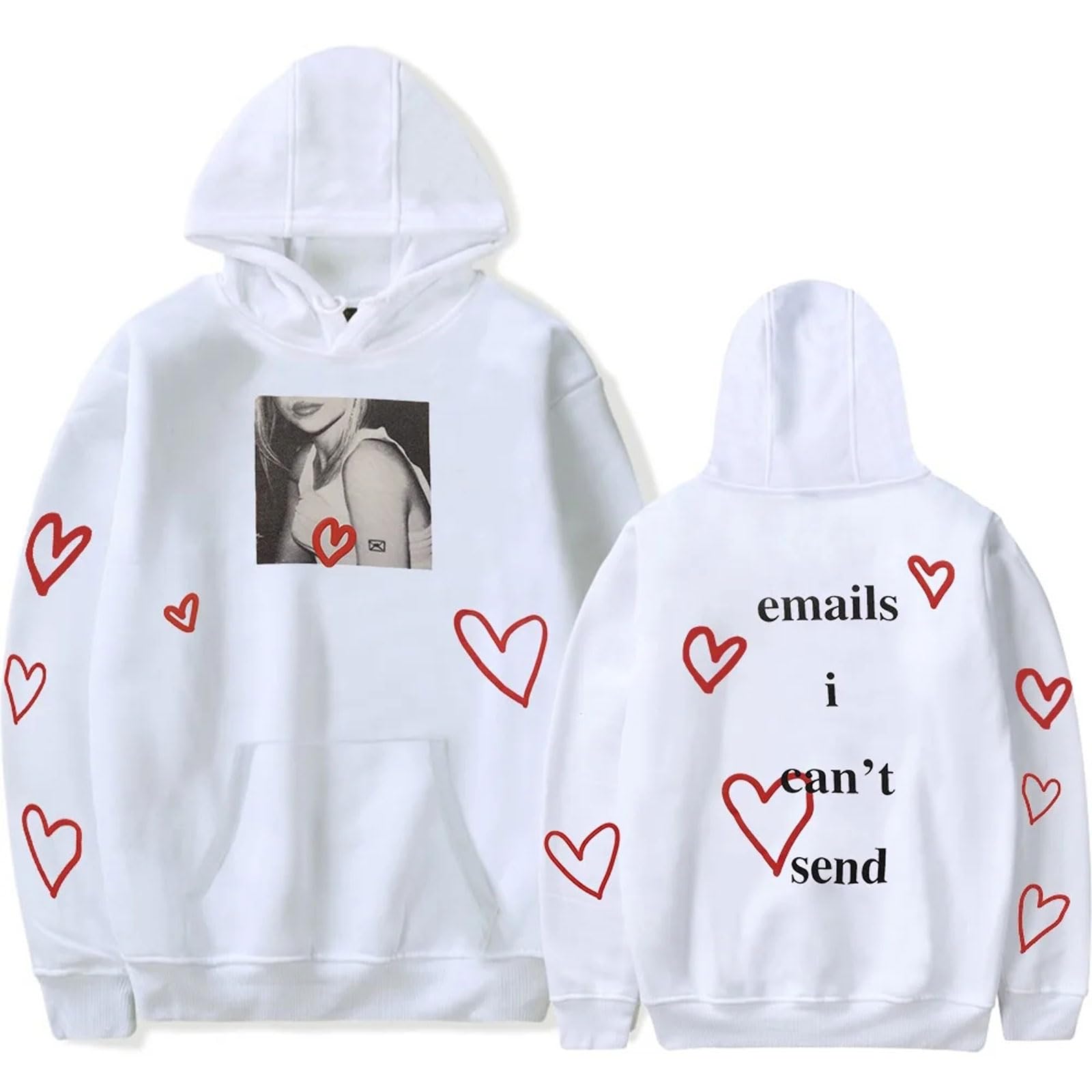 OUHZNUXSabrina Carpenter Heart Merch Hoodie 2D Fashion Printed Pullover Trendy Loose Top Hip Hop Streetwear Harajuku Retro Sweater For Men & Women XXS-4XL