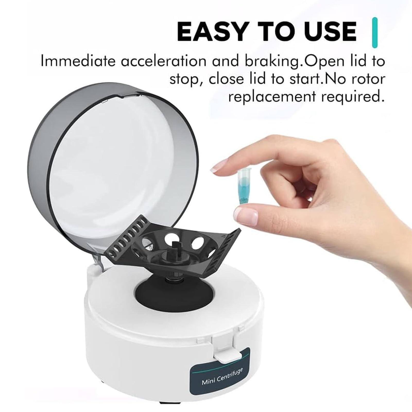 Minicentrífuga De Laboratorio Para Tubo De Centrífuga De 0,2ml O 2ml, 980xg / 3013xg, Inicio Con Tapa Cerrada/Parada Con Tapa Abierta,4000RPM