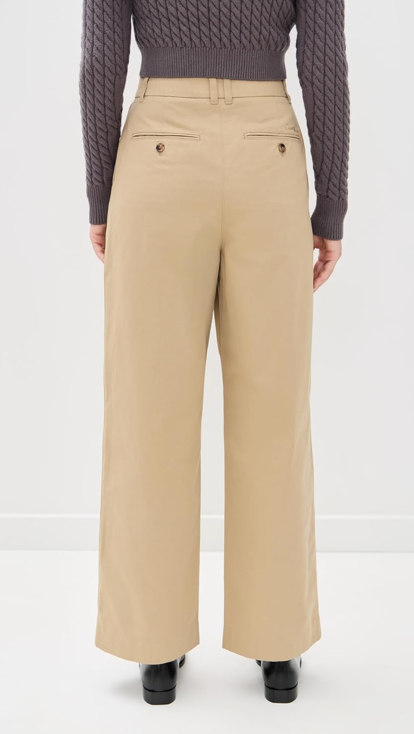 DUNST Women's Double Pleated Wide Chino Slacks - Image 3