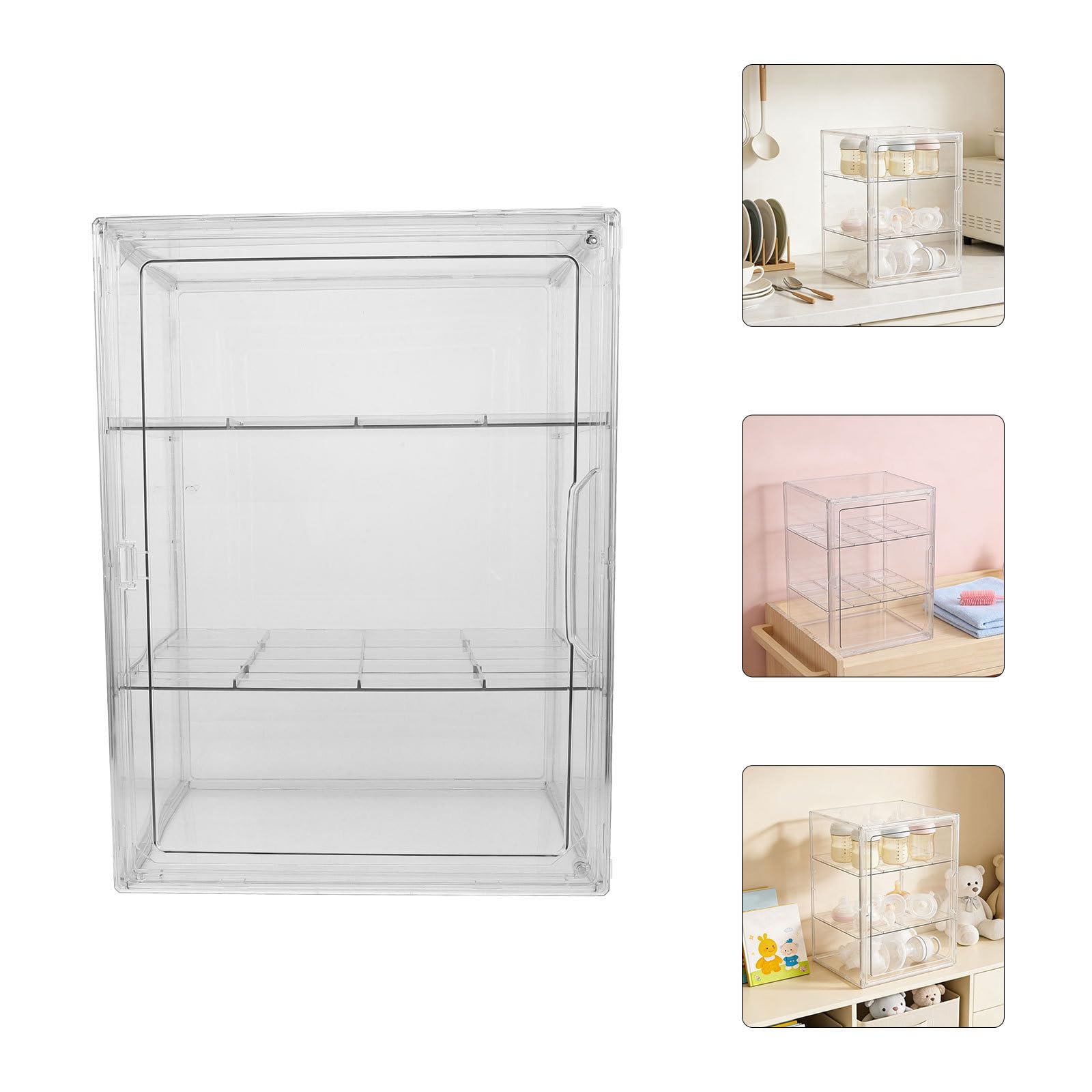 Angoily Organisateur Acrylique Transparent pour Biberons et Tétines Compartiments Individuels Empilables, Rangement Organisé et Visibilité Claire pour Chambre de Bébé