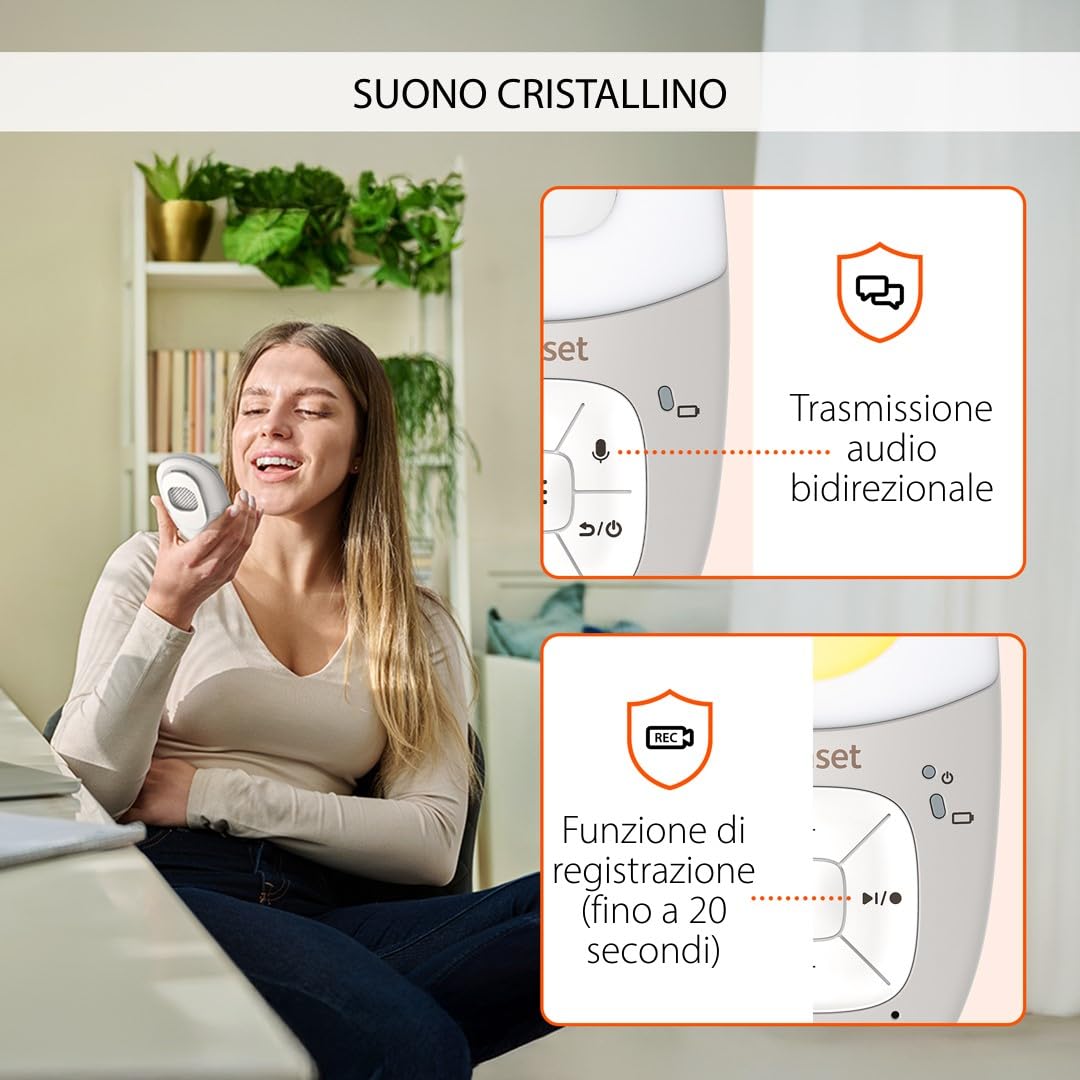 Gigaset BABY 100 Audio Baby Monitor DECT 300m Luce notturna Grigio caldo