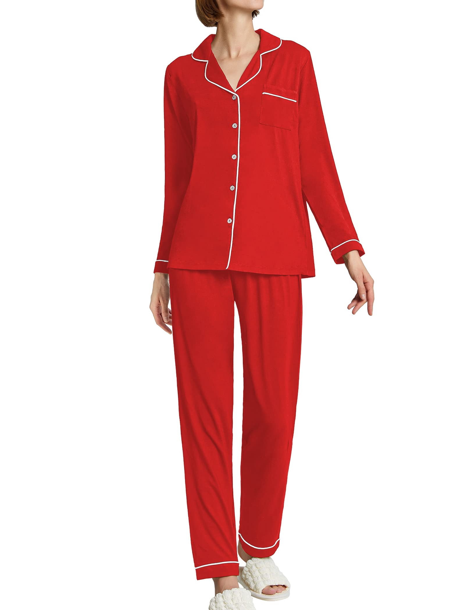 Similar to Ekouaer Christmas Pajama Set Women's Long Sleeve Sleepwear Soft 2 Piece Pjs Red Nightwear Bridesmaid (Red,Small)